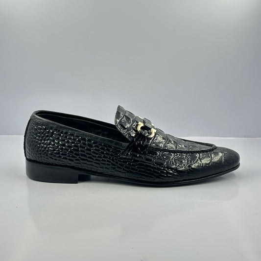 Onyx Croc Bit Loafer