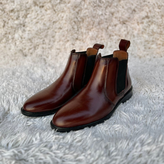 Men’s Premium Chelsea Leather Boots – Black & Brown | Affordable Genuine Leather Slip-On Boots